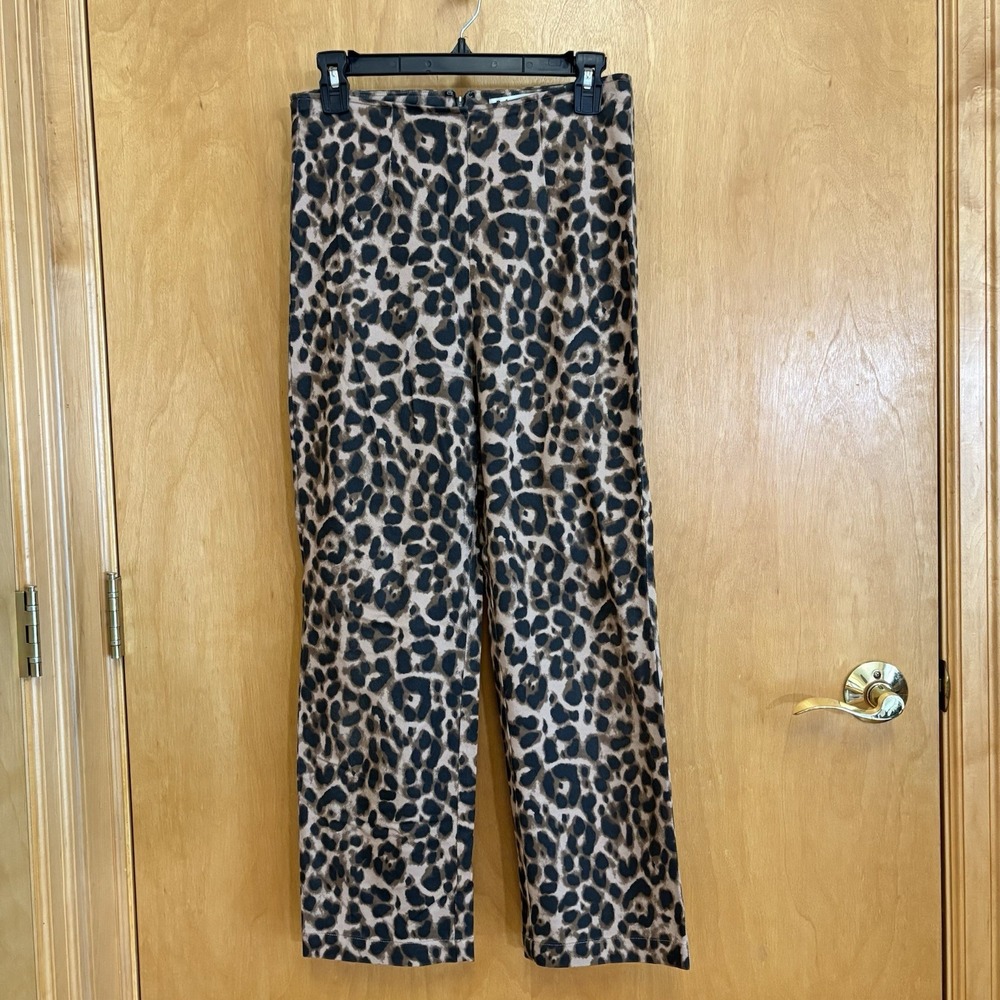 Reformation Women's Animal Print Leopard Marlon Stretch High Crop Pants Size 4